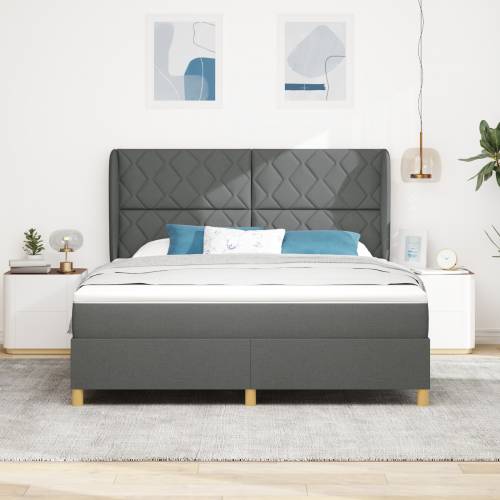 Box Spring Krevet s Madracem - Tamno Sivi, 180x200 cm, Tkanina Cijena