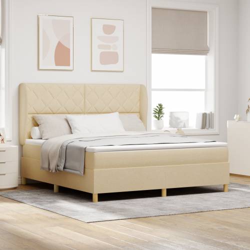 Box Spring Krevet s Madracem Krem 180x200 cm Tkanina Cijena