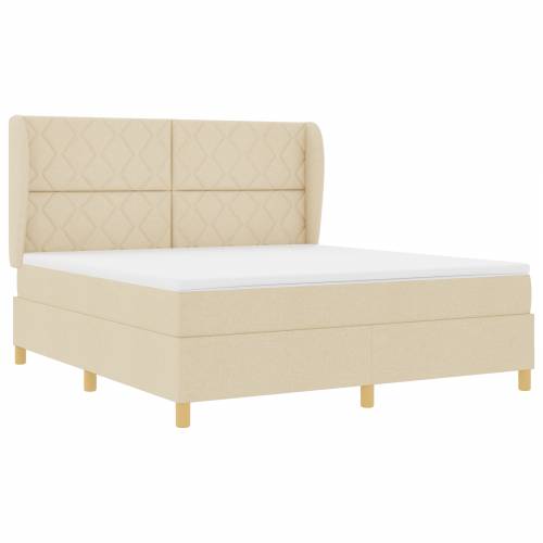 Box Spring Krevet s Madracem Krem 180x200 cm Tkanina Cijena