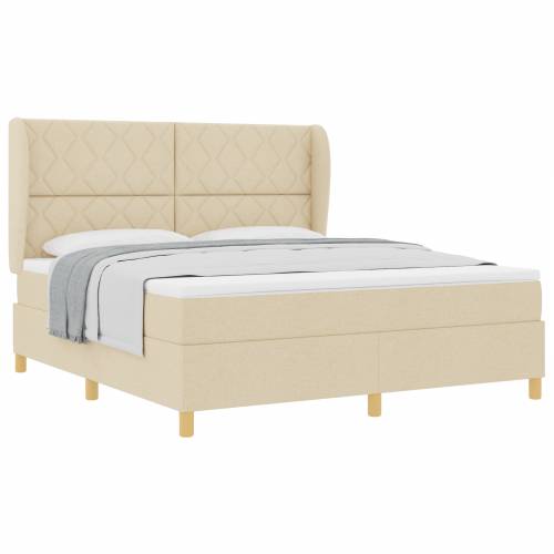 Box Spring Krevet s Madracem Krem 180x200 cm Tkanina Cijena