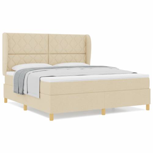 Box Spring Krevet s Madracem Krem 180x200 cm Tkanina Cijena