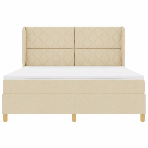Box Spring Krevet s Madracem Krem 180x200 cm Tkanina Cijena