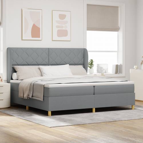 Box Spring Krevet s Madracem Svjetlosiva 200x200 cm Tkanina Cijena
