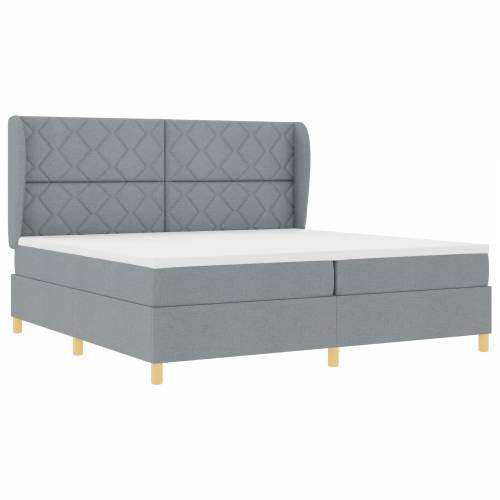 Box Spring Krevet s Madracem Svjetlosiva 200x200 cm Tkanina Cijena