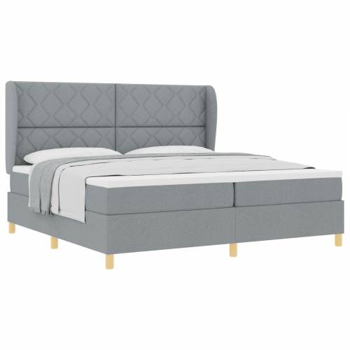 Box Spring Krevet s Madracem Svjetlosiva 200x200 cm Tkanina Cijena