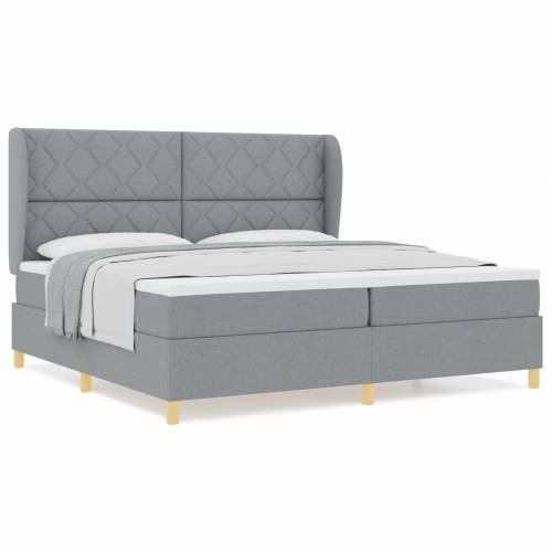 Box Spring Krevet s Madracem Svjetlosiva 200x200 cm Tkanina Cijena