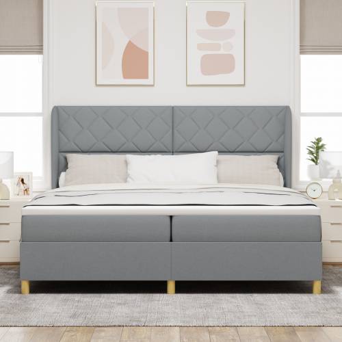 Box Spring Krevet s Madracem Svjetlosiva 200x200 cm Tkanina Cijena