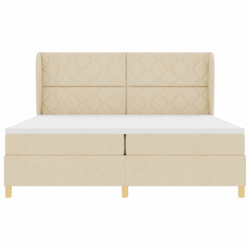 Krem Box Spring Krevet s Madracem 200x200 cm Tkanina Cijena