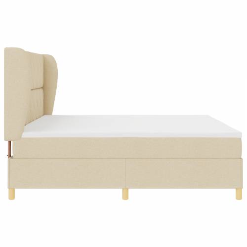 Krem Box Spring Krevet s Madracem 200x200 cm Tkanina Cijena