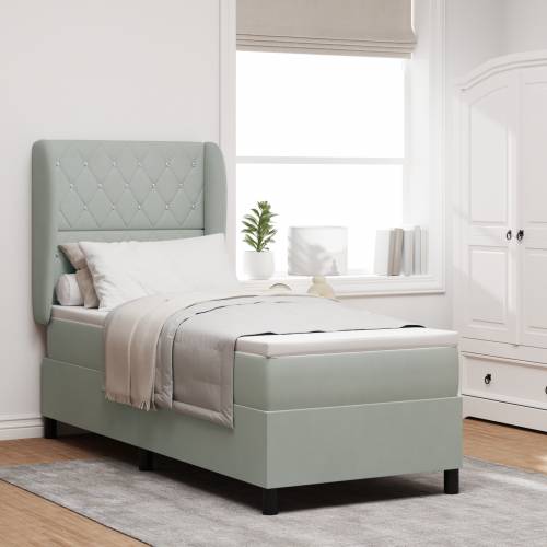 Box Spring krevet s madracem Svetlosiva 80x200 cm Baršun Cijena