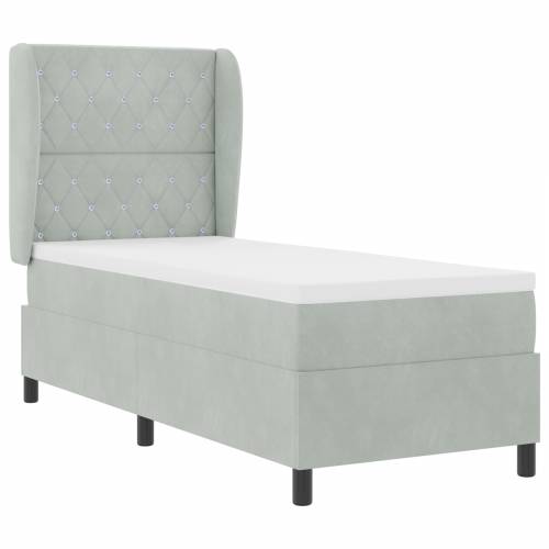 Box Spring krevet s madracem Svetlosiva 80x200 cm Baršun Cijena