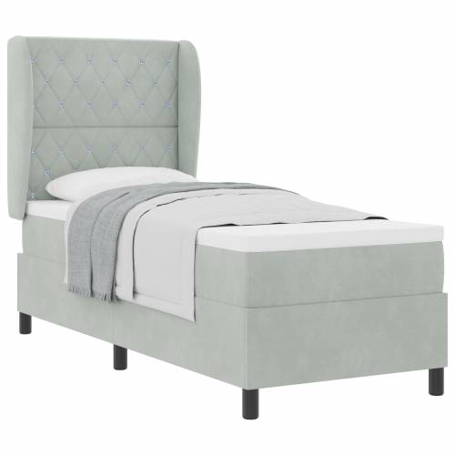 Box Spring krevet s madracem Svetlosiva 80x200 cm Baršun Cijena