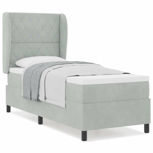 Box Spring krevet s madracem Svetlosiva 80x200 cm Baršun Cijena