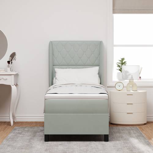 Box Spring krevet s madracem Svetlosiva 80x200 cm Baršun Cijena