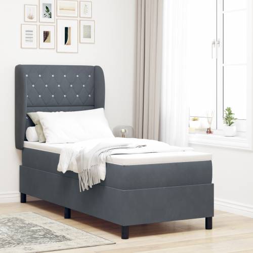 Box Spring Krevet s Madracem Tamno Sivi 80x200 cm Baršun Cijena