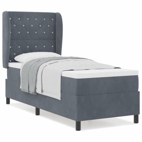 Box Spring Krevet s Madracem Tamno Sivi 80x200 cm Baršun Cijena