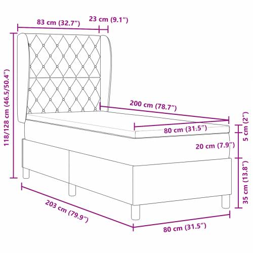 Box Spring Krevet s Madracem Tamno Sivi 80x200 cm Baršun Cijena