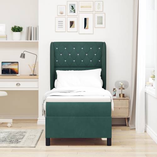 Box Spring Krevet s Madracem Tamno Zelena 80x200 cm Baršun Cijena