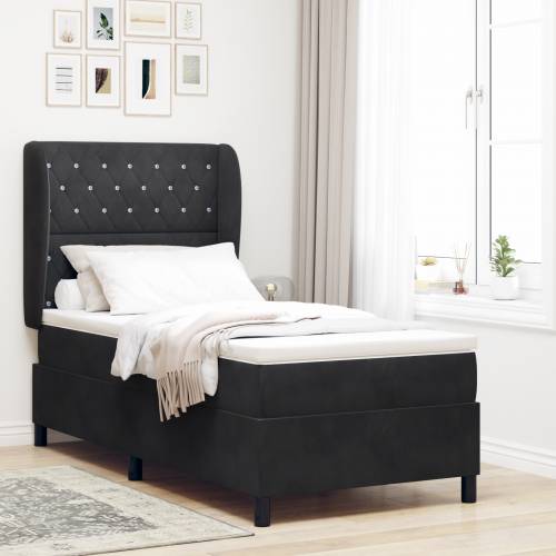 Box Spring Krevet s Madracem Crni 90x190 cm Baršun Cijena