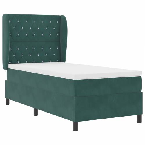 Box Spring Krevet s Madracem Tamno Zeleno 90x190 cm Baršun Cijena