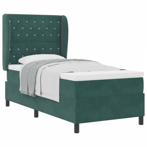 Box Spring Krevet s Madracem Tamno Zeleno 90x190 cm Baršun Cijena