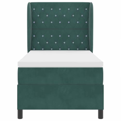 Box Spring Krevet s Madracem Tamno Zeleno 90x190 cm Baršun Cijena