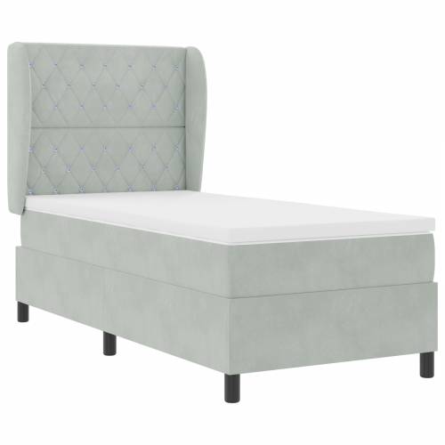 Box Spring Krevet s Madracem - Svijetlosiva - 90x200 cm - Baršun Cijena