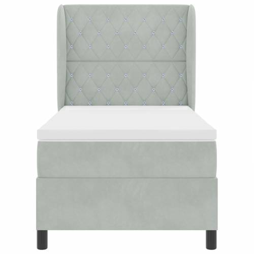 Box Spring Krevet s Madracem - Svijetlosiva - 90x200 cm - Baršun Cijena