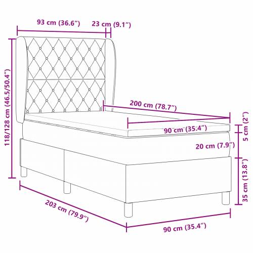 Box Spring Krevet s Madracem - Svijetlosiva - 90x200 cm - Baršun Cijena
