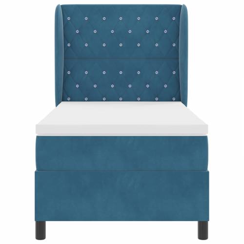 Box Spring Krevet s Madracem Tamnoplavi 90x200 cm Baršun Cijena