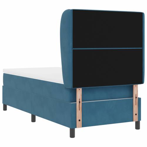 Box Spring Krevet s Madracem Tamnoplavi 90x200 cm Baršun Cijena