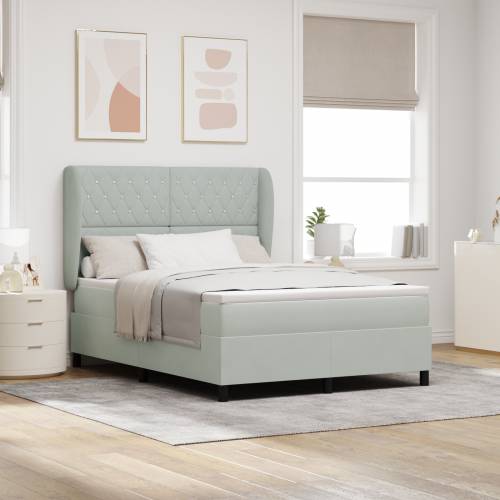 Box Spring Krevet s Madracem Svjetlosiva 140x200 cm Baršun Cijena