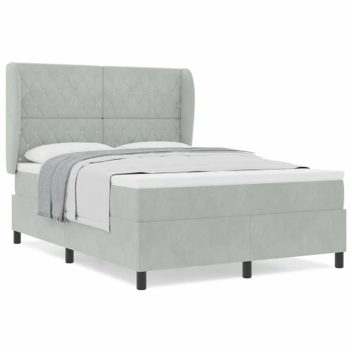 Box Spring Krevet s Madracem Svjetlosiva 140x200 cm Baršun Cijena
