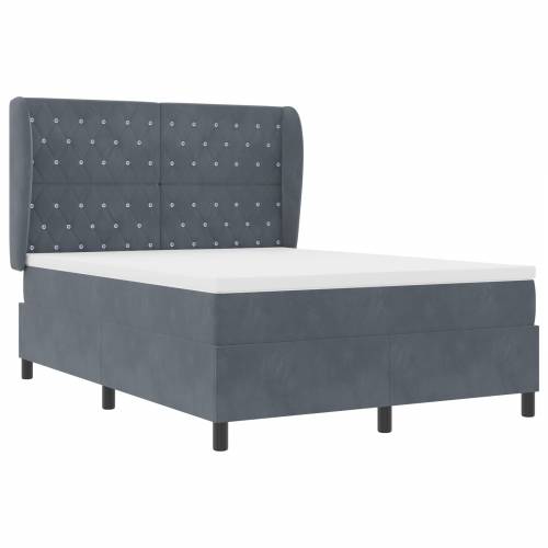Box Spring Krevet s Matracom Tamno Siva 140x200 cm Baršun Cijena