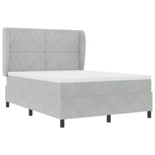 Box Spring Krevet s Madracem Svjetlosiva 160x200 cm Baršun Cijena