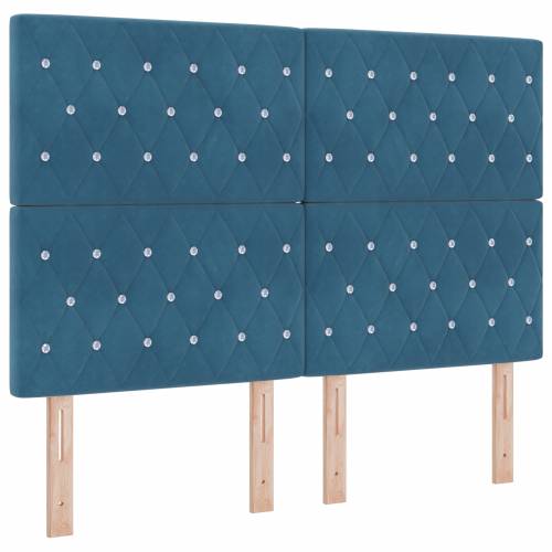Box Spring Krevet s Madracem Tamnoplavi 160x200 cm Baršun Cijena