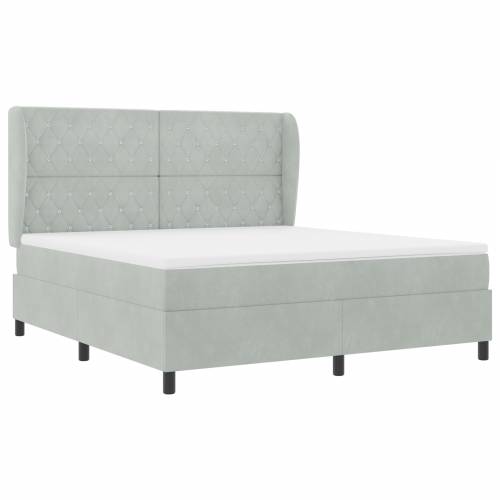 Box Spring Krevet s Madracem - Svijetlosiva, 180x200 cm, Baršun Cijena