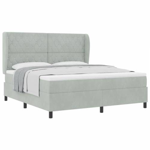 Box Spring Krevet s Madracem - Svijetlosiva, 180x200 cm, Baršun Cijena