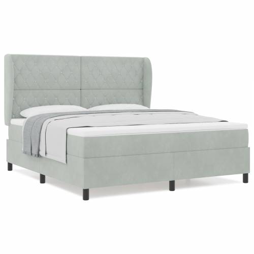 Box Spring Krevet s Madracem - Svijetlosiva, 180x200 cm, Baršun Cijena