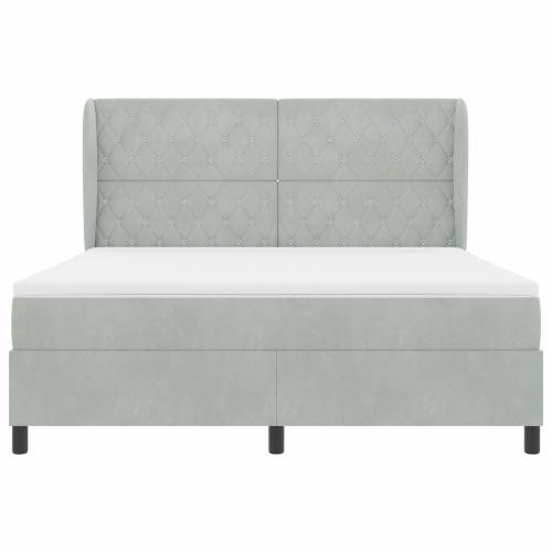 Box Spring Krevet s Madracem - Svijetlosiva, 180x200 cm, Baršun Cijena