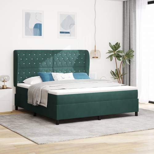 Box Spring krevet s madracem u tamnozelenoj boji, 180x200 cm, baršun Cijena