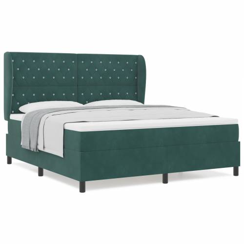 Box Spring krevet s madracem u tamnozelenoj boji, 180x200 cm, baršun Cijena