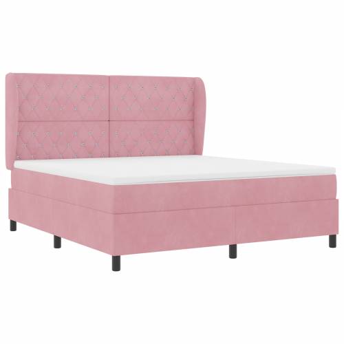 Ružičasti Box Spring Krevet s Madracem 180x200 cm u Baršunu Cijena