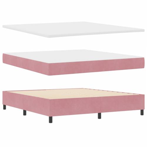 Ružičasti Box Spring Krevet s Madracem 180x200 cm u Baršunu Cijena