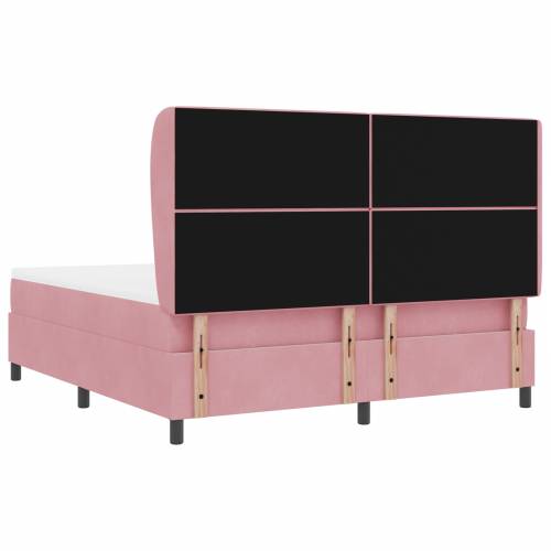 Ružičasti Box Spring Krevet s Madracem 180x200 cm u Baršunu Cijena