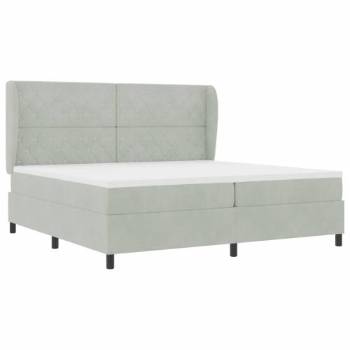 Box Spring krevet s madracem svjetlosiva 200x200 cm baršun Cijena