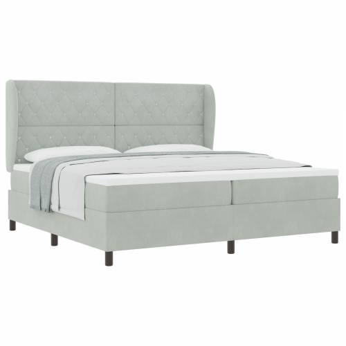 Box Spring krevet s madracem svjetlosiva 200x200 cm baršun Cijena