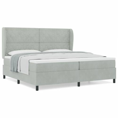 Box Spring krevet s madracem svjetlosiva 200x200 cm baršun Cijena