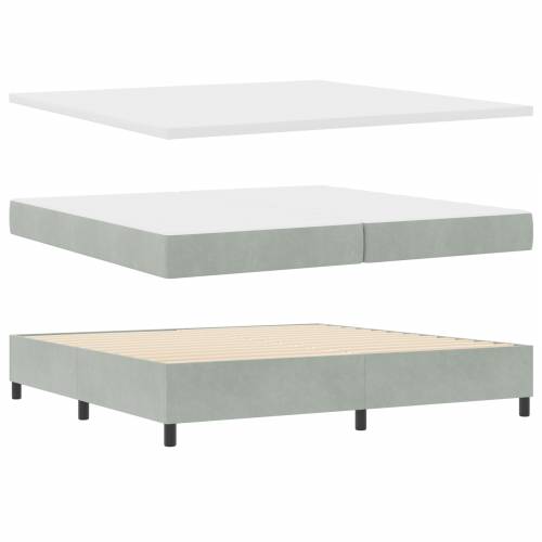 Box Spring krevet s madracem svjetlosiva 200x200 cm baršun Cijena