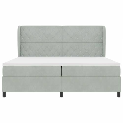 Box Spring krevet s madracem svjetlosiva 200x200 cm baršun Cijena
